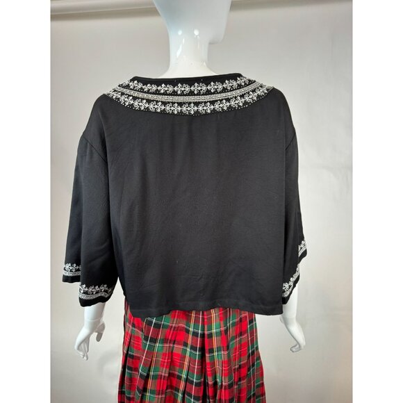 Sugar + Lips Black Embroidered Boho Top With Tassel Detail Large Rayon - Picture 13 of 16